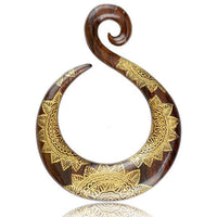 Load image into Gallery viewer, Ohrgewicht Ohr Dehner Holz gold bemalt Mandala Creole - chic-net.de
