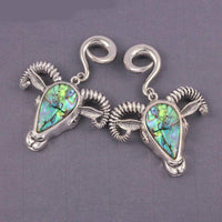Load image into Gallery viewer, Ohrgewicht Piercing Hook Edelstahl Abalone Widder Kuh - chic-net.de
