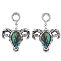 Load image into Gallery viewer, Ohrgewicht Piercing Hook Edelstahl Abalone Widder Kuh - chic-net.de
