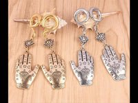 Load image into Gallery viewer, Ohrgewicht Piercing Hook Edelstahl Auge Hand der Fatima - chic-net.de
