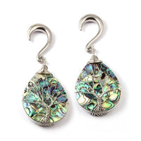 Cargar imagen en el visor de la galería, Ohrgewicht Piercing Hook Edelstahl Paua silber Baum - chic-net.de
