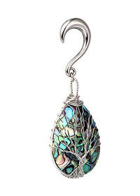 Cargar imagen en el visor de la galería, Ohrgewicht Piercing Hook Edelstahl Paua silber Baum - chic-net.de
