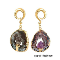 Cargar imagen en el visor de la galería, Ohrgewicht Piercing Hook Edelstahl Stein gold lila - chic-net.de
