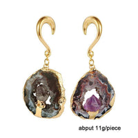 Cargar imagen en el visor de la galería, Ohrgewicht Piercing Hook Edelstahl Stein gold lila - chic-net.de
