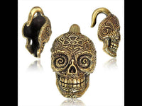 Load image into Gallery viewer, Ohrgewichte Piercing Messing Haken Ohrhänger antik gold 4mm 6mm Calavera Buddha - chic-net.de
