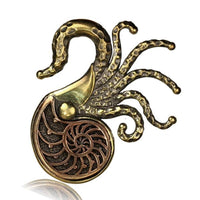 Load image into Gallery viewer, Ohrgewichte Piercing Oktopus Brass antik golden Kupfer rotgolden Nautilus 32 g - chic-net.de
