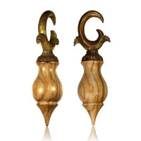 Load image into Gallery viewer, Ohrgewichte Piercing Olivenholz Brass Edelrost Tropfen Haken 30 g - chic-net.de
