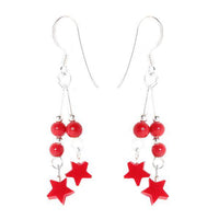 Load image into Gallery viewer, Ohrhänger Koralle Stern Perlen 925er Sterling Silber Ohrringe Damen Schmuck - chic-net.de
