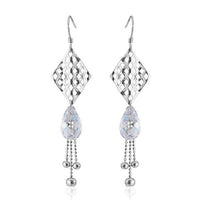 Cargar imagen en el visor de la galería, Ohrhänger Ohrringe 925er Sterling Silber nickelfrei Damen Zirkonia Raute weiß Kugeln - chic-net.de
