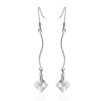 Cargar imagen en el visor de la galería, Ohrhänger Ohrringe 925er Sterling Silber nickelfrei Damen Zirkonia weiß eckig - chic-net.de
