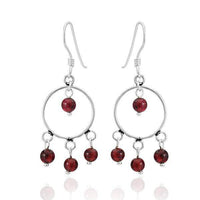 Load image into Gallery viewer, Ohrhänger Stein Perle dunkelrot 925er Sterling Silber Katzenauge Ring Granat - chic-net.de

