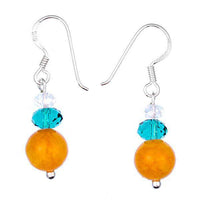 Load image into Gallery viewer, Ohrhänger Stein Perle orange 925er Sterling Silber Katzenauge türkis weiß Kristalle - chic-net.de
