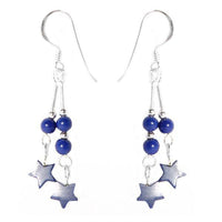 Load image into Gallery viewer, Ohrhänger Sterling Silber Ohrringe Damen Schmuck Koralle Stern Perlen Blau - chic-net.de
