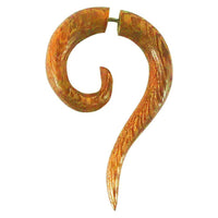 Load image into Gallery viewer, Ohrring Holz Fake Piercing lange Spirale Edelstahl Dehnschnecke - chic-net.de
