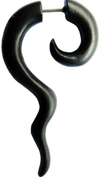 Load image into Gallery viewer, Ohrring Holz Fake Piercing lange Spirale Edelstahl Dehnschnecke - chic-net.de
