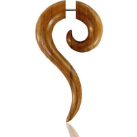 Load image into Gallery viewer, Ohrring Holz Fake Piercing lange Spirale Edelstahl Dehnschnecke - chic-net.de
