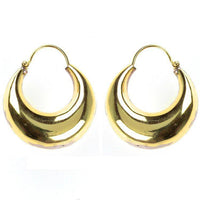 Load image into Gallery viewer, Ohrringe 17 mm Creolen Sichel dick glänzend Messing antik golden Tribal nickelfrei Piercing Schmuck - chic-net.de
