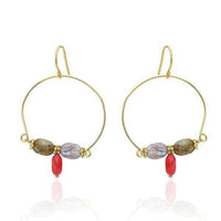 Load image into Gallery viewer, Ohrringe 18 karat vergoldet Halbkreis Steine hellblau rosa grün oval nickelfrei gold - chic-net.de
