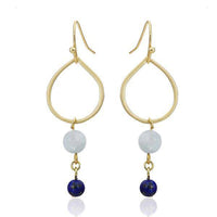 Load image into Gallery viewer, Ohrringe 18 karat vergoldet Lapis weiß blau Stein Perlen Tropfen nickelfrei gold - chic-net.de
