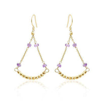 Load image into Gallery viewer, Ohrringe 18 karat vergoldet lila Tortenstück facettiert Perlen Kristall nickelfrei Ketten - chic-net.de
