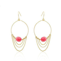 Load image into Gallery viewer, Ohrringe 18 karat vergoldet rosa oval Stein Perlen Ketten Kreis nickelfrei gold - chic-net.de
