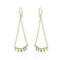 Load image into Gallery viewer, Ohrringe 18 karat vergoldet Tortenstück Form Ketten Perlen Stein grün nickelfrei - chic-net.de
