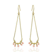 Load image into Gallery viewer, Ohrringe 18 karat vergoldet Tortenstück Form Ketten Perlen Stein rosa nickelfrei - chic-net.de
