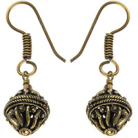 Load image into Gallery viewer, Ohrringe 25mm Kugeln Seil Wellen hohl Messing antik - chic-net.de
