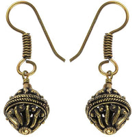 Load image into Gallery viewer, Ohrringe 25mm Kugeln Seil Wellen hohl Messing antik - chic-net.de
