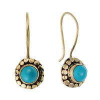 Cargar imagen en el visor de la galería, Ohrringe Blume Kreise 10 mm Türkis Messing Brass antik golden Tribal Ohrhänger nickelfrei Piercing - chic-net.de
