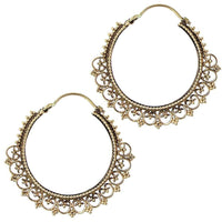 Cargar imagen en el visor de la galería, Ohrringe Bögen Punkte Raute Tribal Messing Brass antik golden nickelfrei Schmuck Piercing - chic-net.de
