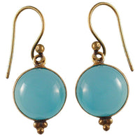 Load image into Gallery viewer, Ohrringe Chalcedon Kreis Dreieck Messing antik golden Damen Ohrhänger nickelfrei Schmuck - chic-net.de
