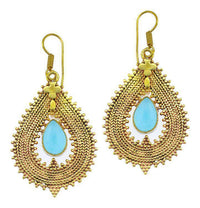 Cargar imagen en el visor de la galería, Ohrringe Chalzedon Tropfen Zopf Spitzen Kreuz Messing antik gold nickelfrei Tribal Brass Ohrhänger - chic-net.de
