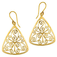 Cargar imagen en el visor de la galería, Ohrringe Dreieck Mandel Spiralen Messing antik golden Tribal Brass Ohrhänger nickelfrei Schmuck - chic-net.de
