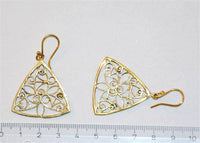 Cargar imagen en el visor de la galería, Ohrringe Dreieck Mandel Spiralen Messing antik golden Tribal Brass Ohrhänger nickelfrei Schmuck - chic-net.de
