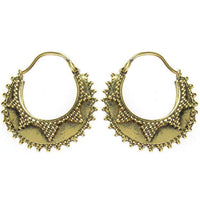 Load image into Gallery viewer, Ohrringe dunkel Dreiecke Sichel Messing Brass antik golden nickelfrei Tribal Schmuck Piercing - chic-net.de
