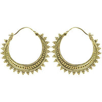 Load image into Gallery viewer, Ohrringe dunkel Dreiecke Striche rund Messing Brass antik golden nickelfrei Tribal Schmuck Piercing - chic-net.de
