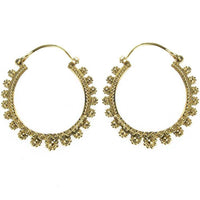 Load image into Gallery viewer, Ohrringe dunkel Kreise Blumen rund Messing Brass antik golden Tribal nickelfrei Schmuck Piercing - chic-net.de
