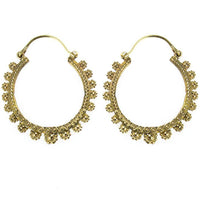 Load image into Gallery viewer, Ohrringe dunkel Kreise Blumen rund Messing Brass antik golden Tribal nickelfrei Schmuck Piercing - chic-net.de
