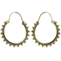 Load image into Gallery viewer, Ohrringe dunkel Perlen Dreiecke rund Messing Brass antik golden Tribal nickelfrei Schmuck Piercing - chic-net.de
