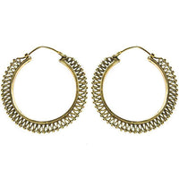 Load image into Gallery viewer, Ohrringe dunkel Punkte Bögen Tropfen Messing antik golden Tribal nickelfrei Schmuck Piercing Brass - chic-net.de
