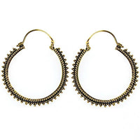 Load image into Gallery viewer, Ohrringe dunkel Punkte Dreiecke rund Messing Brass antik golden Tribal nickelfrei Schmuck Piercing - chic-net.de
