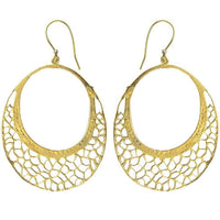 Load image into Gallery viewer, Ohrringe Ellipsen gehämmert Muster Messing antik golden Tribal Ohrhänger nickelfrei Schmuck Brass - chic-net.de
