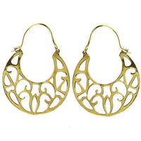 Load image into Gallery viewer, Ohrringe glänzend Stanzmuster Sichel Brass Messing antik golden nickelfrei Tribal Schmuck Piercing - chic-net.de
