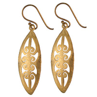 Cargar imagen en el visor de la galería, Ohrringe golden Mandel verschnörkelt 38 mm Messing Brass antik golden Tribal Ohrhänger - chic-net.de
