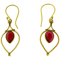 Load image into Gallery viewer, Ohrringe Granat Tropfen umgedreht Bögen Messing antik golden Damen Ohrhänger nickelfrei Tribal - chic-net.de
