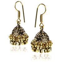 Load image into Gallery viewer, Ohrringe Halbkugel Ringchen Schlösser Messing antik golden Ohrhänger nickelfrei Tribal Piercing - chic-net.de
