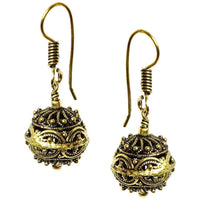 Load image into Gallery viewer, Ohrringe hohl Kugel Kreise Seil Perlen Messing antik golden Ohrhänger nickelfrei dunkel Tribal Brass - chic-net.de
