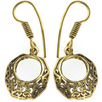 Load image into Gallery viewer, Ohrringe hohl oval kantig Kreis Spiralen Messing antik golden nickelfrei dunkel Piercing Tribal - chic-net.de
