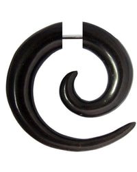 Load image into Gallery viewer, Ohrringe Holz Fake Piercing Spiralen Edelstahl Dehnschnecken - chic-net.de
